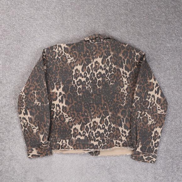 Womens Mystree Leopard Print Medium Multicolor Cropped Long Sleeve Jacket - Picture 4 of 9